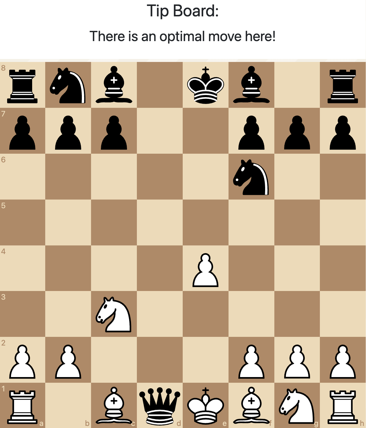 Paper screenshot of an alert tip saying there is an optimal move here