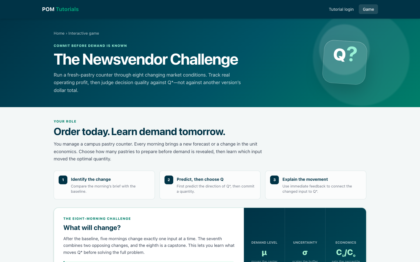 The Newsvendor Challenge interactive inventory game